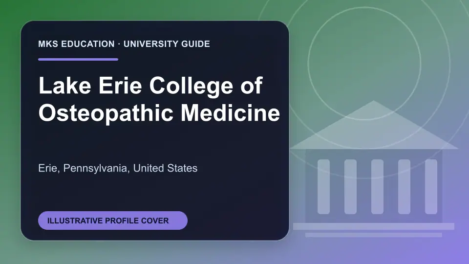 Illustrative MKS Education profile cover for Lake Erie College of Osteopathic Medicine in the USA