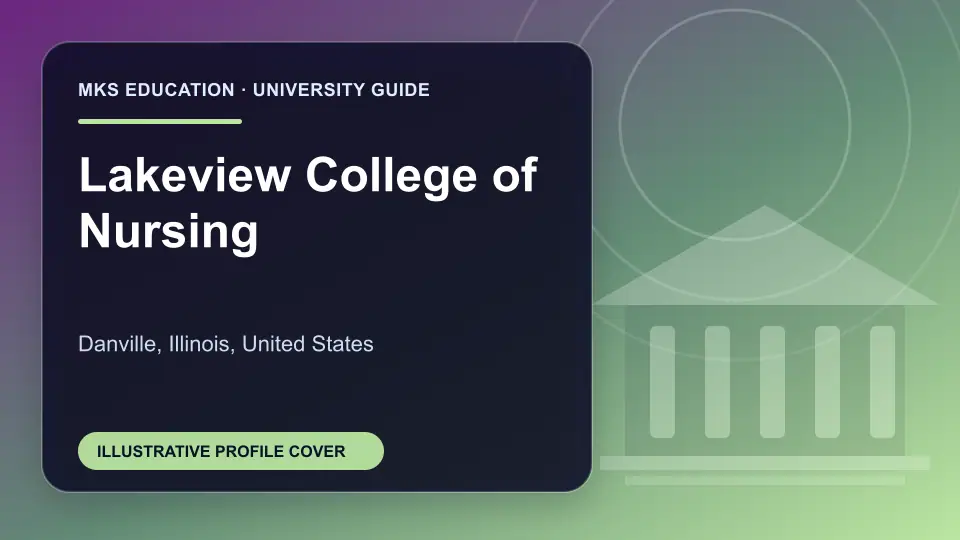 Illustrative MKS Education profile cover for Lakeview College of Nursing in the USA