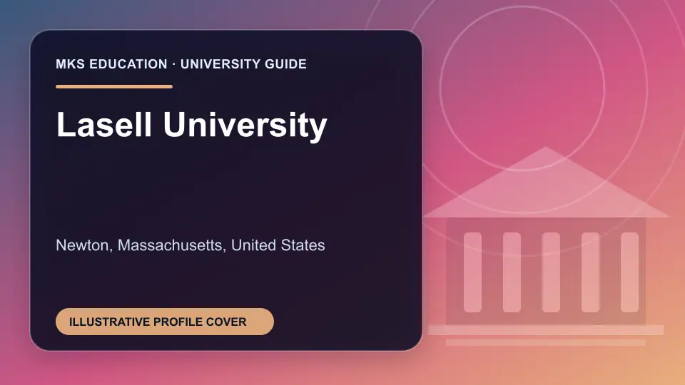Illustrative MKS Education profile cover for Lasell University in the USA