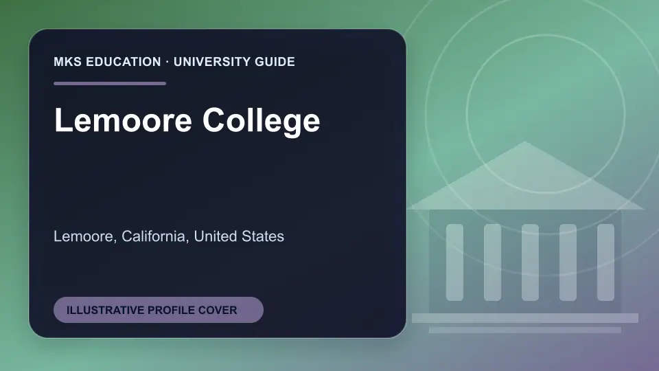 Illustrative MKS Education profile cover for Lemoore College in the USA