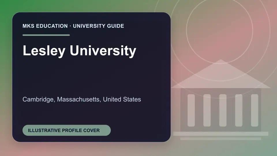 Illustrative MKS Education profile cover for Lesley University in the USA
