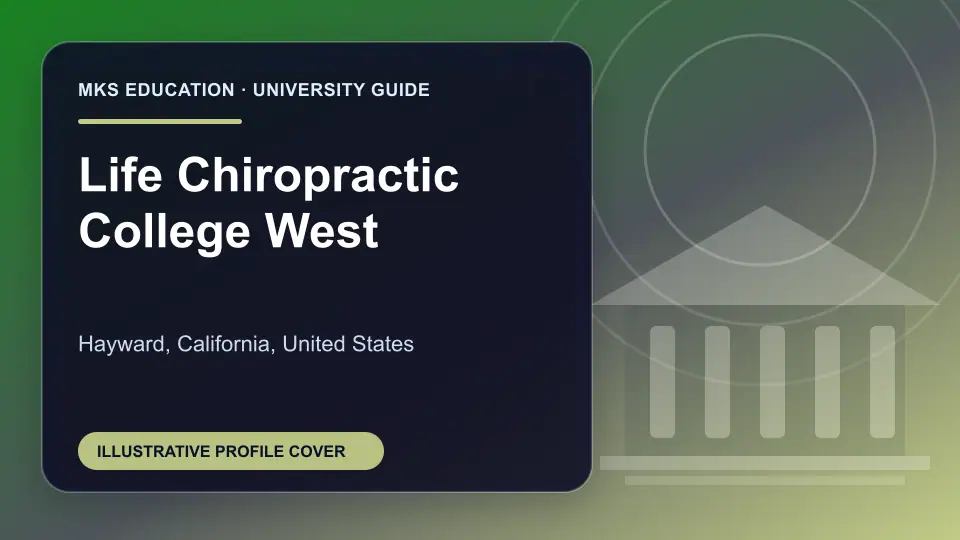 Illustrative MKS Education profile cover for Life Chiropractic College West in the USA