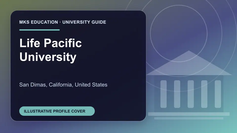 Illustrative MKS Education profile cover for Life Pacific University in the USA
