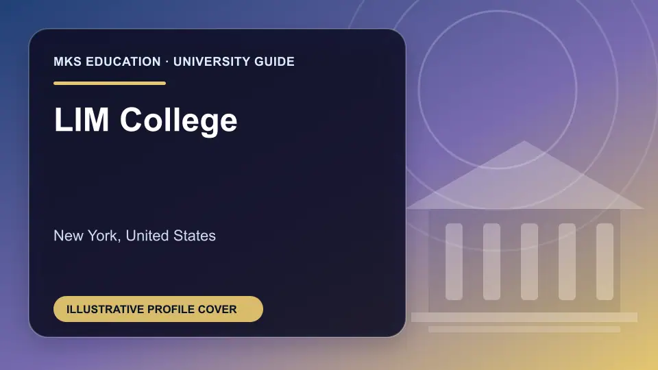 Illustrative MKS Education profile cover for LIM College in the USA