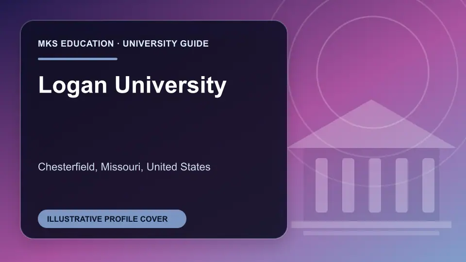 Illustrative MKS Education profile cover for Logan University in the USA