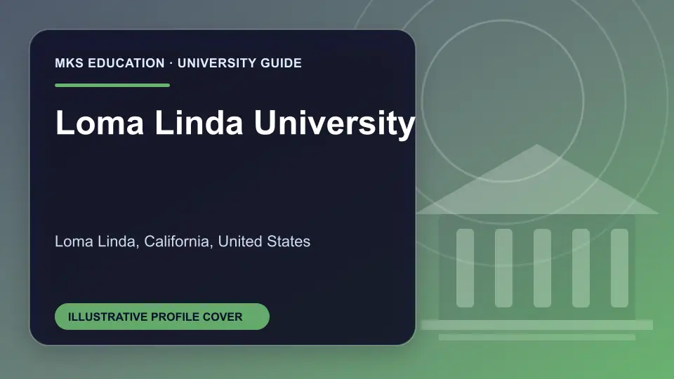 Illustrative MKS Education profile cover for Loma Linda University in the USA