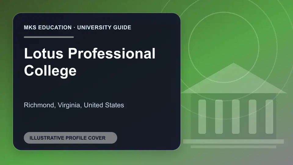 Illustrative MKS Education profile cover for Lotus Professional College in the USA