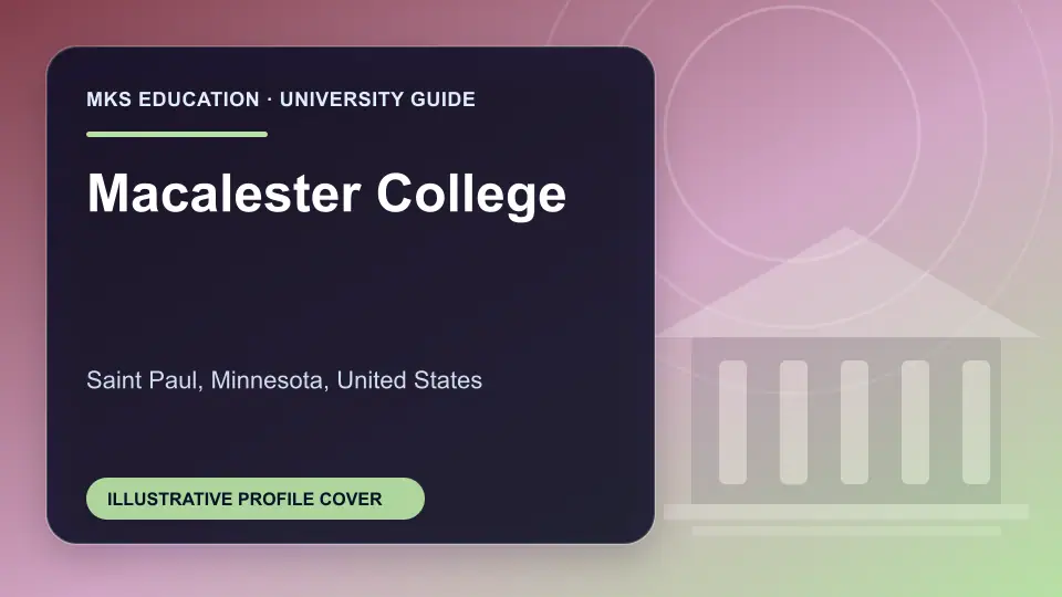 Illustrative MKS Education profile cover for Macalester College in the USA