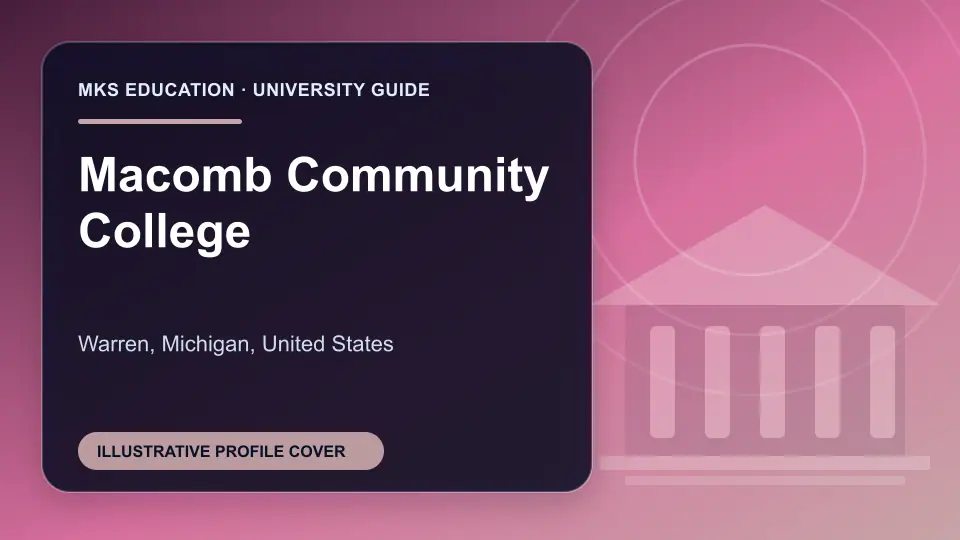 Illustrative MKS Education profile cover for Macomb Community College in the USA