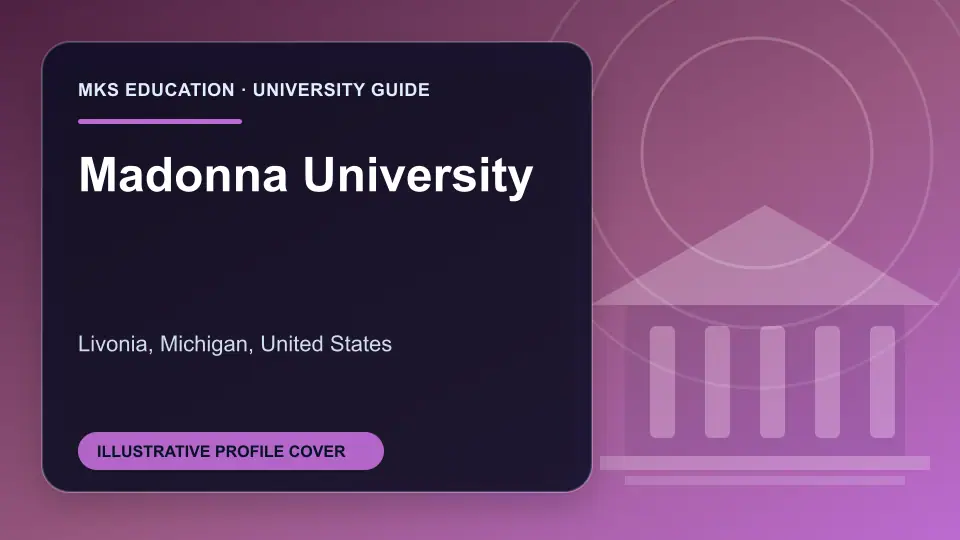 Illustrative MKS Education profile cover for Madonna University in the USA