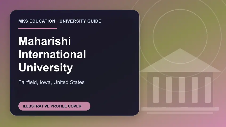 Illustrative MKS Education profile cover for Maharishi International University in the USA
