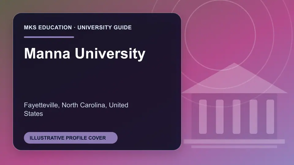 Illustrative MKS Education profile cover for Manna University in the USA