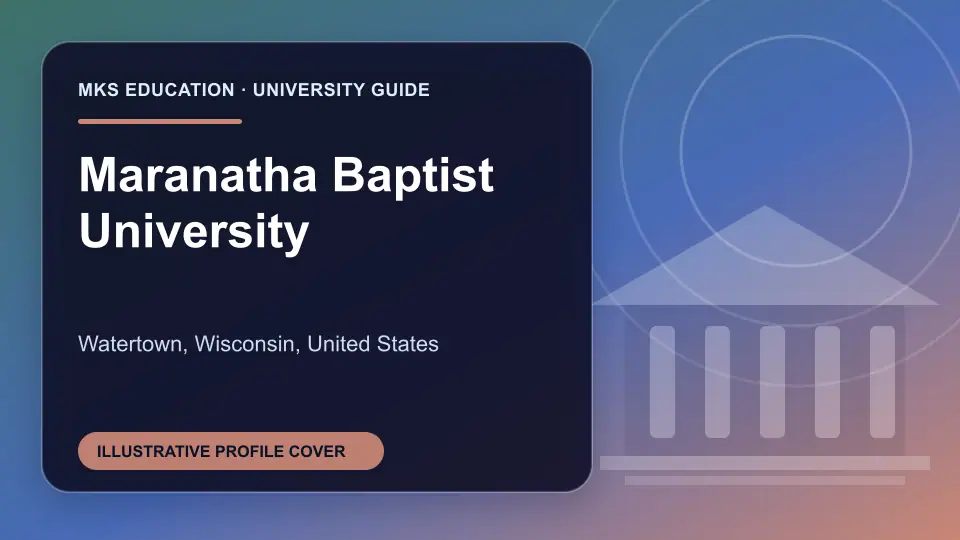 Illustrative MKS Education profile cover for Maranatha Baptist University in the USA