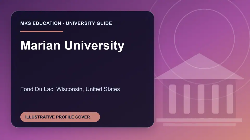 Illustrative MKS Education profile cover for Marian University in the USA