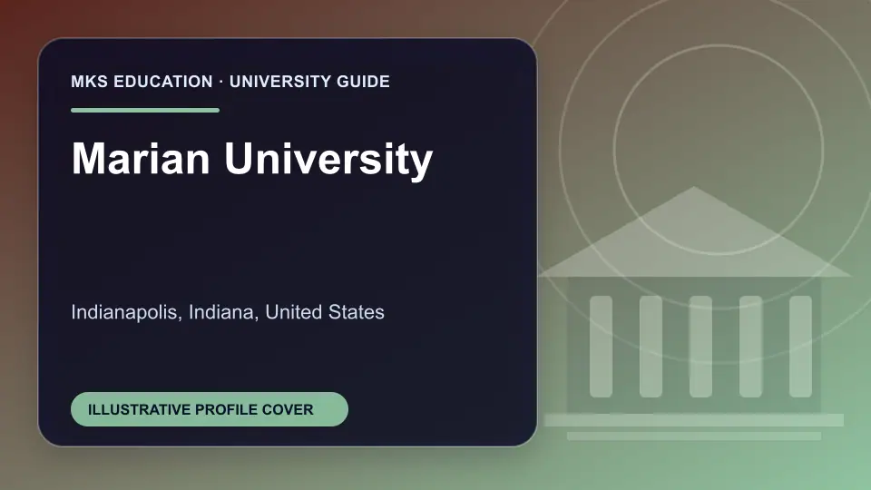 Illustrative MKS Education profile cover for Marian University in the USA