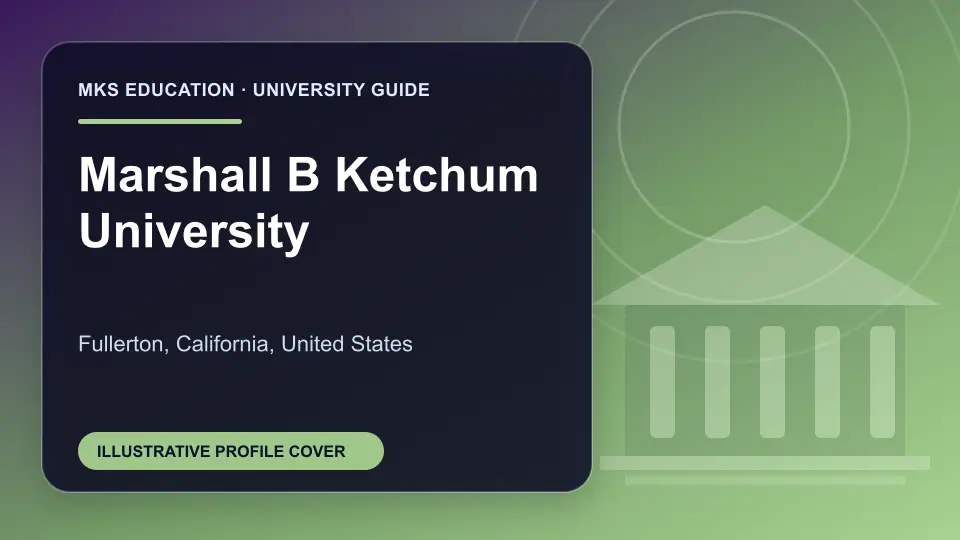 Illustrative MKS Education profile cover for Marshall B Ketchum University in the USA