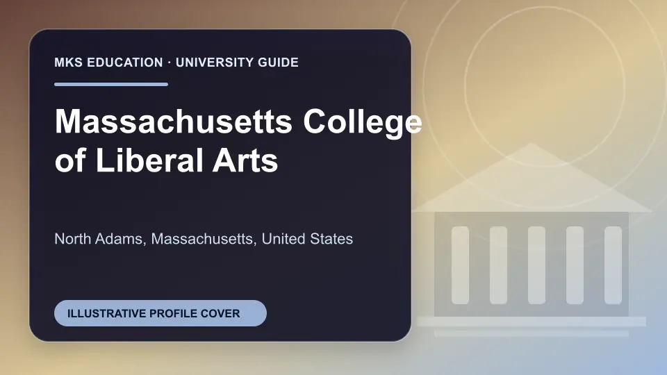 Illustrative MKS Education profile cover for Massachusetts College of Liberal Arts in the USA