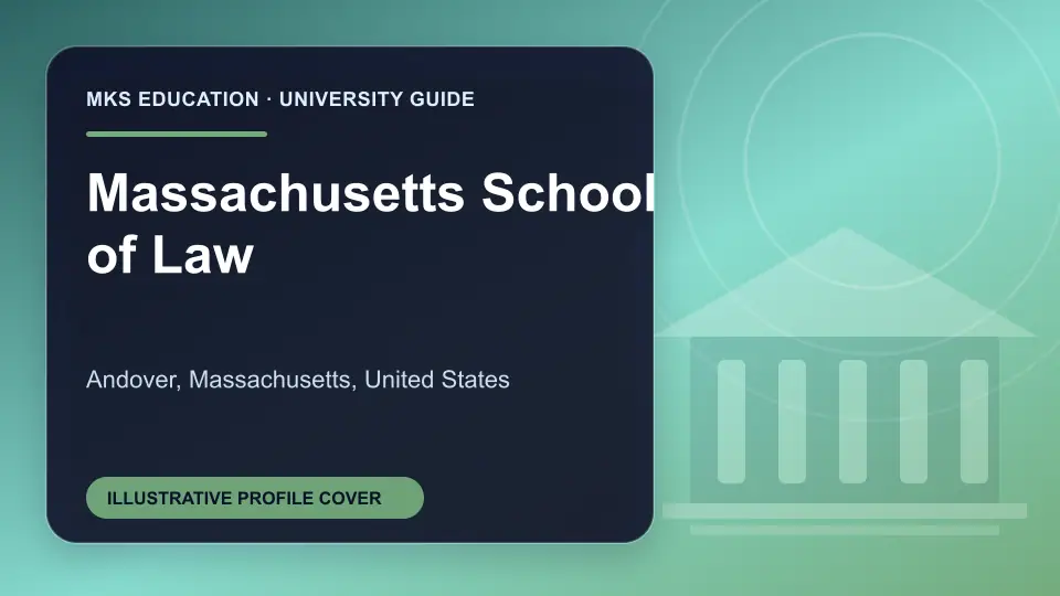 Illustrative MKS Education profile cover for Massachusetts School of Law in the USA