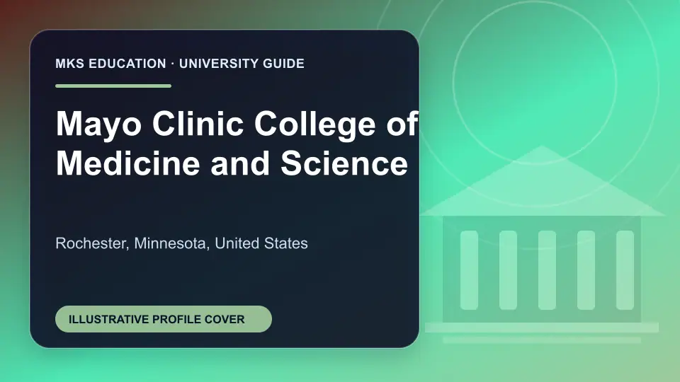 Illustrative MKS Education profile cover for Mayo Clinic College of Medicine and Science in the USA