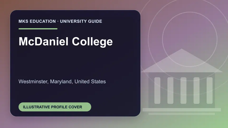 Illustrative MKS Education profile cover for McDaniel College in the USA