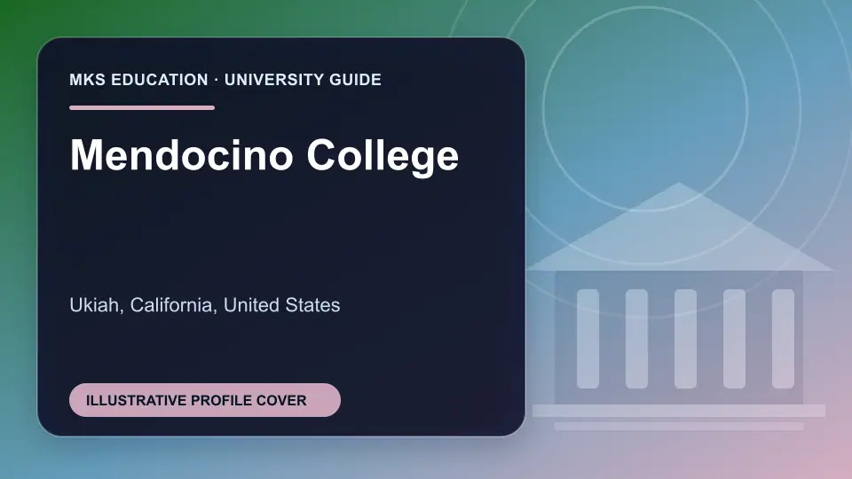 Illustrative MKS Education profile cover for Mendocino College in the USA