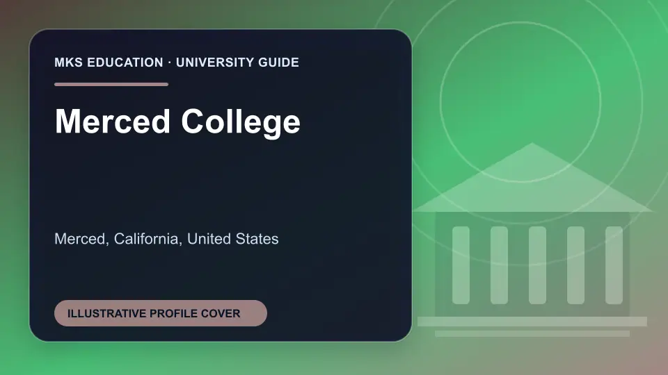 Illustrative MKS Education profile cover for Merced College in the USA