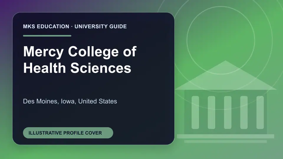 Illustrative MKS Education profile cover for Mercy College of Health Sciences in the USA