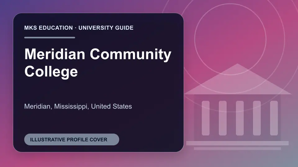 Illustrative MKS Education profile cover for Meridian Community College in the USA