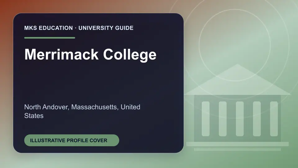 Illustrative MKS Education profile cover for Merrimack College in the USA