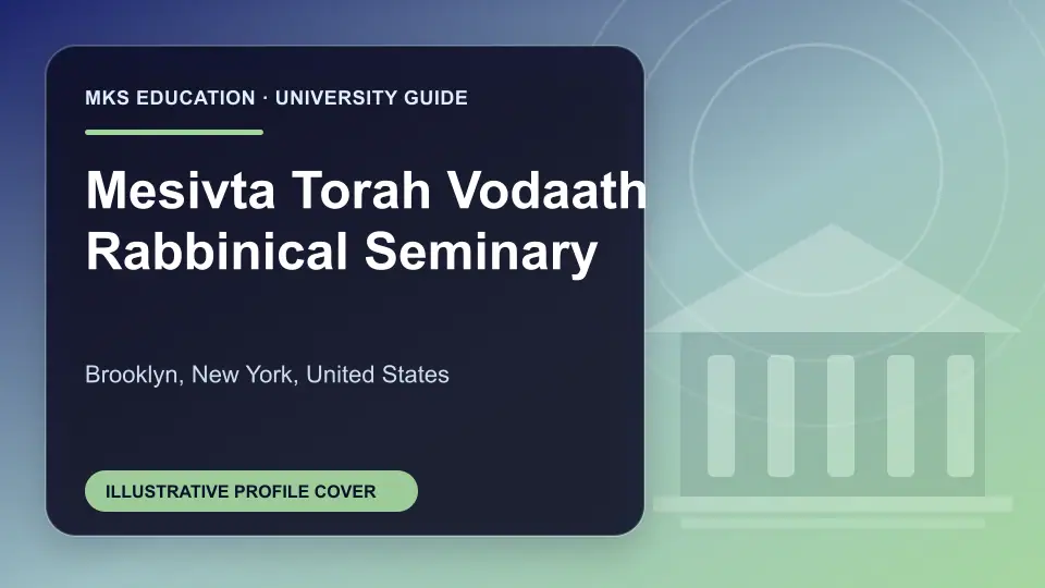 Illustrative MKS Education profile cover for Mesivta Torah Vodaath Rabbinical Seminary in the USA