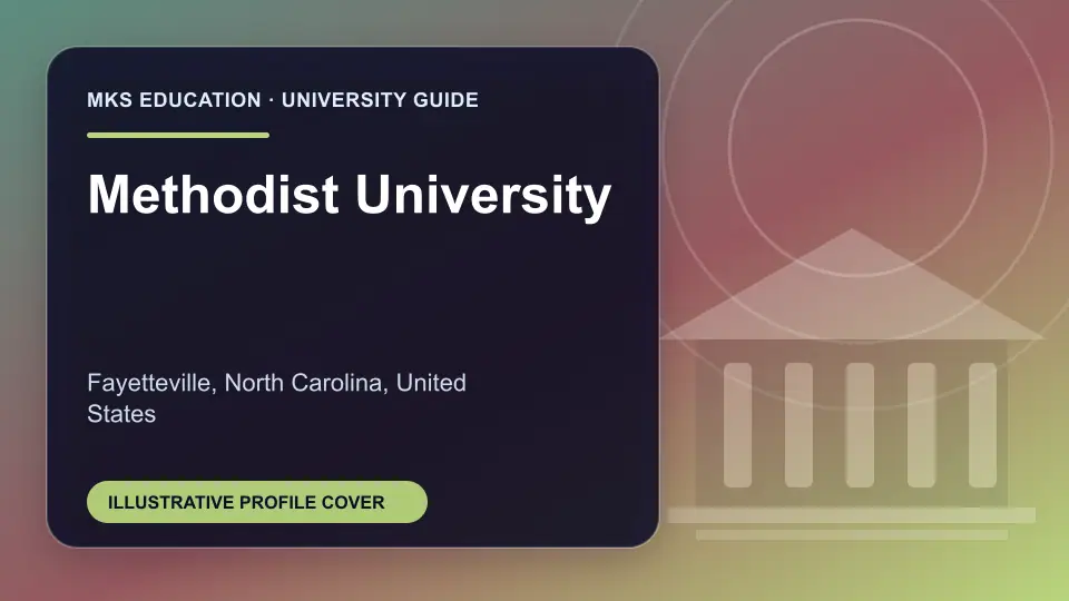 Illustrative MKS Education profile cover for Methodist University in the USA