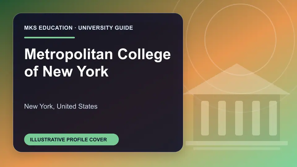 Illustrative MKS Education profile cover for Metropolitan College of New York in the USA