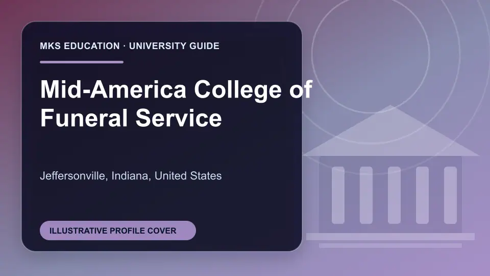 Illustrative MKS Education profile cover for Mid-America College of Funeral Service in the USA