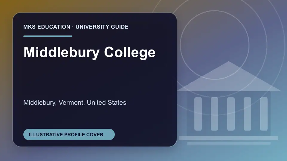 Illustrative MKS Education profile cover for Middlebury College in the USA