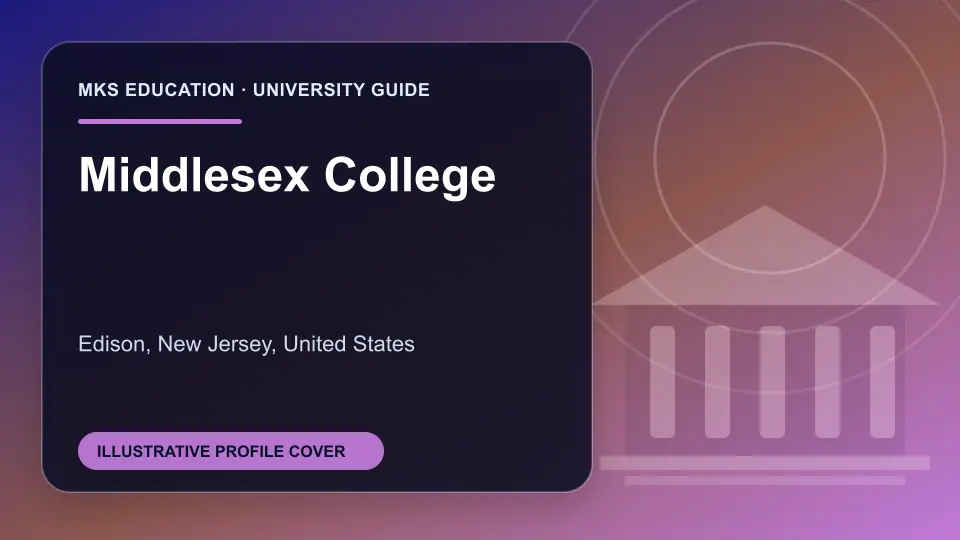 Illustrative MKS Education profile cover for Middlesex College in the USA