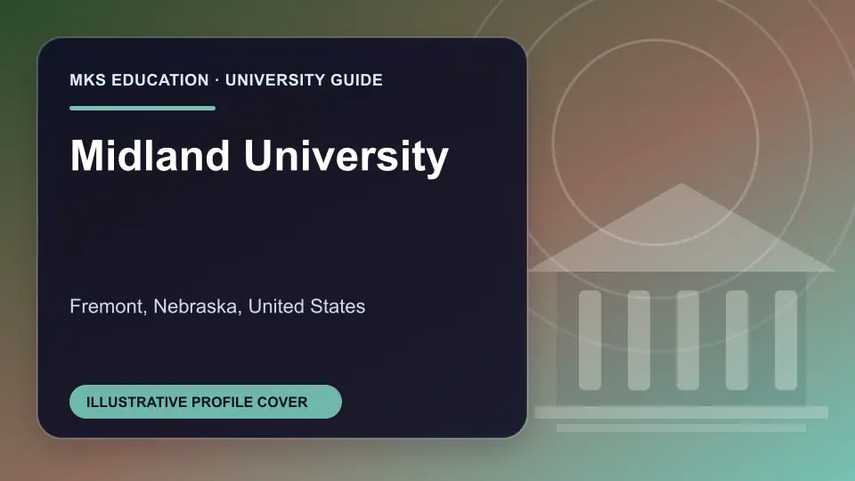 Illustrative MKS Education profile cover for Midland University in the USA