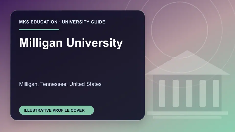 Illustrative MKS Education profile cover for Milligan University in the USA
