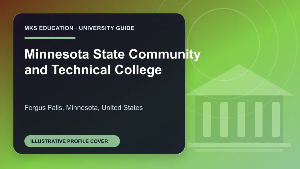 Illustrative MKS Education profile cover for Minnesota State Community and Technical College in the USA