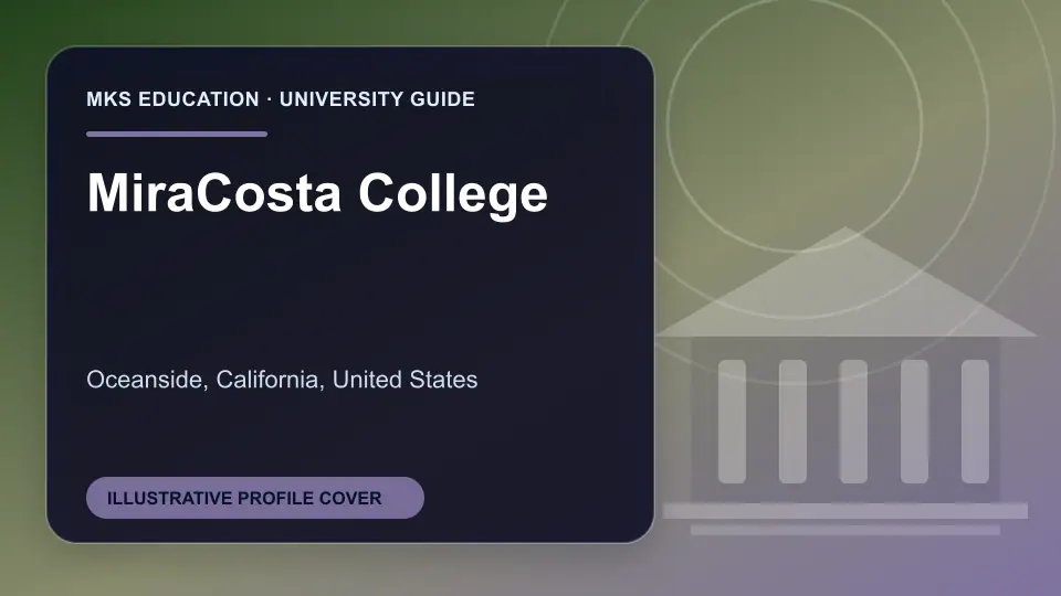 Illustrative MKS Education profile cover for MiraCosta College in the USA