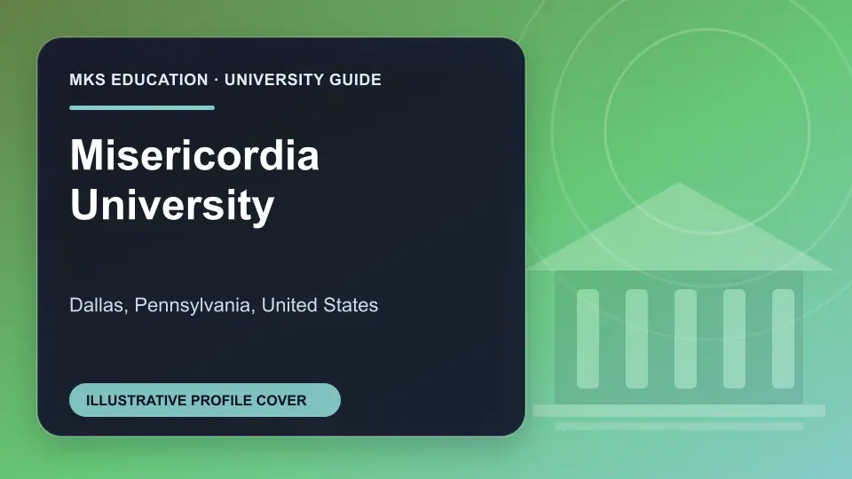 Illustrative MKS Education profile cover for Misericordia University in the USA