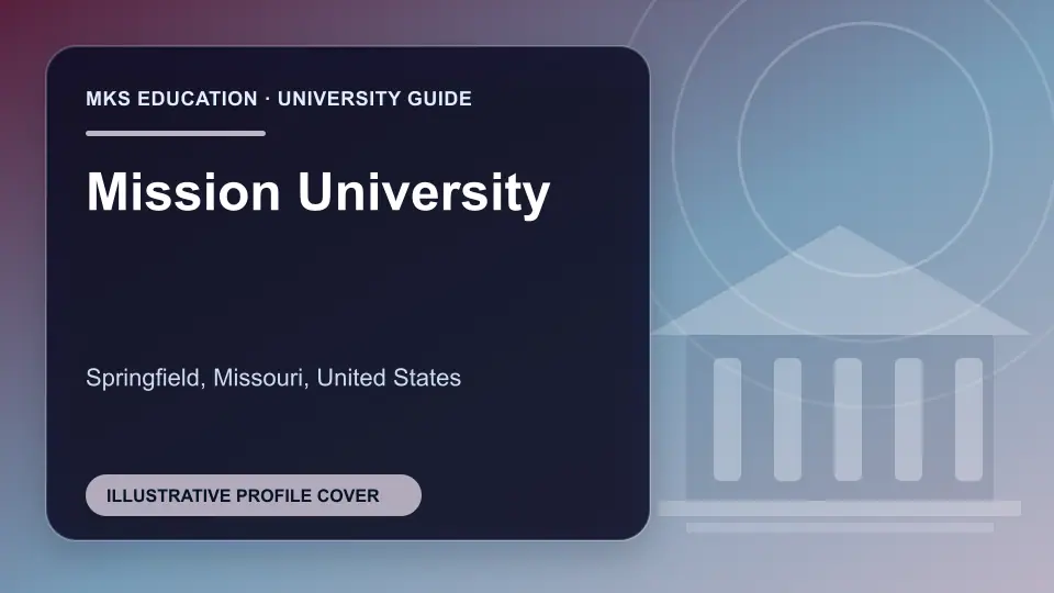 Illustrative MKS Education profile cover for Mission University in the USA