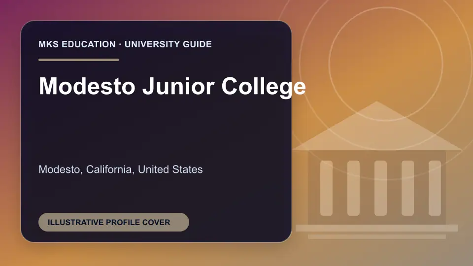 Illustrative MKS Education profile cover for Modesto Junior College in the USA