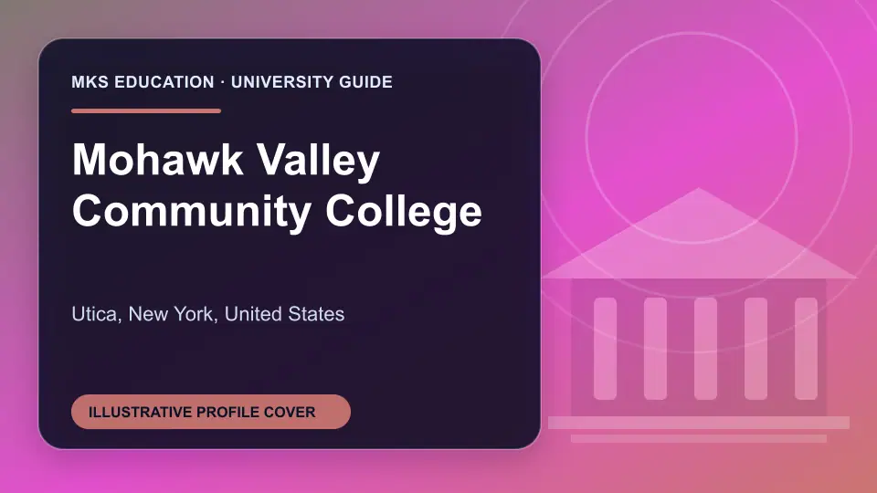 Illustrative MKS Education profile cover for Mohawk Valley Community College in the USA