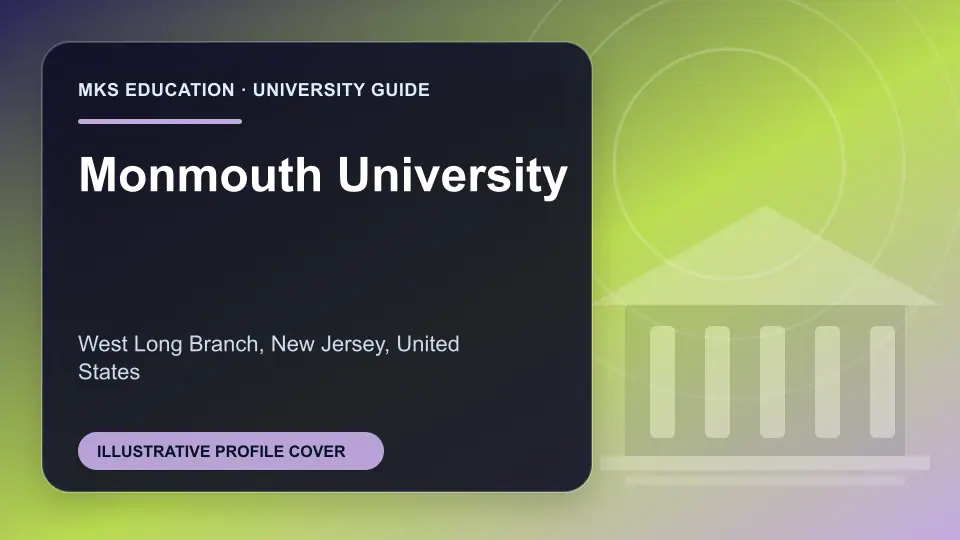 Illustrative MKS Education profile cover for Monmouth University in the USA