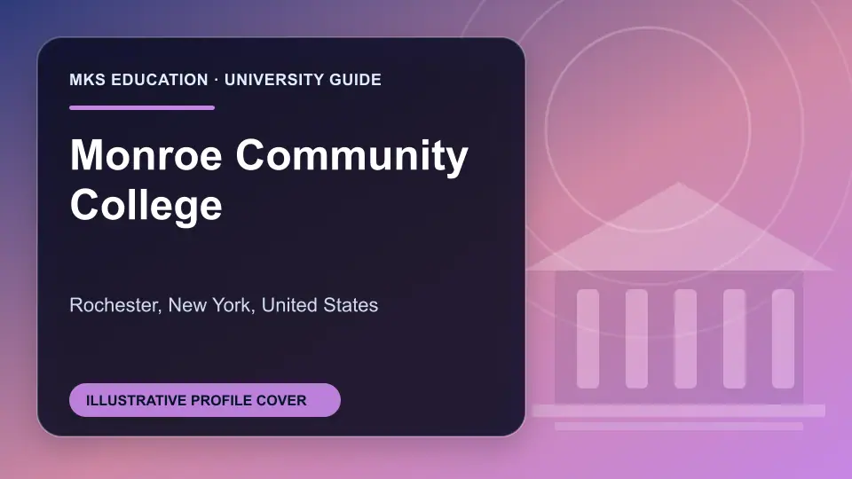 Illustrative MKS Education profile cover for Monroe Community College in the USA