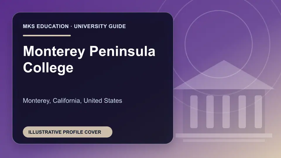 Illustrative MKS Education profile cover for Monterey Peninsula College in the USA