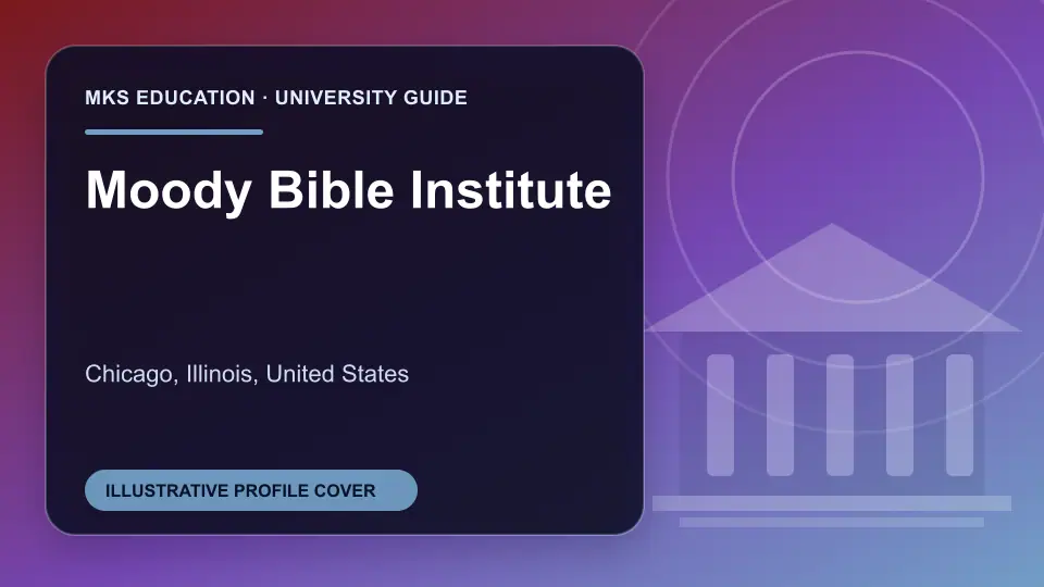 Illustrative MKS Education profile cover for Moody Bible Institute in the USA