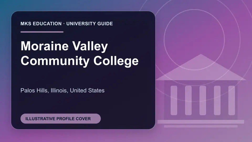 Illustrative MKS Education profile cover for Moraine Valley Community College in the USA