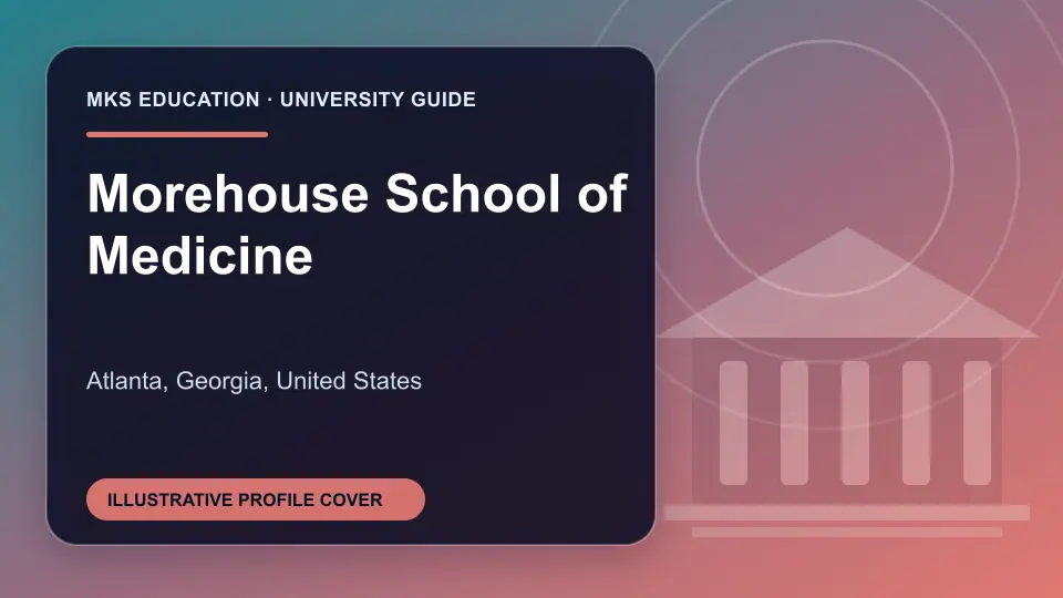 Illustrative MKS Education profile cover for Morehouse School of Medicine in the USA