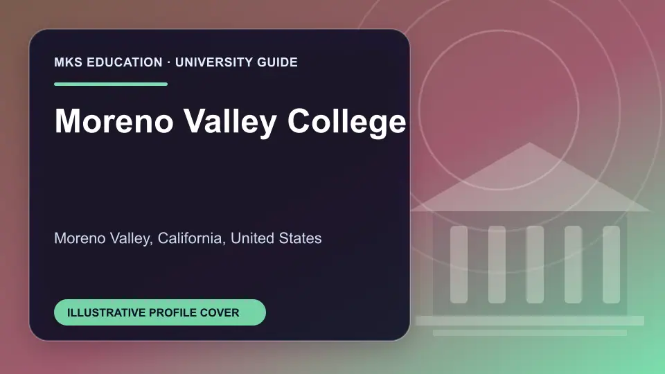 Illustrative MKS Education profile cover for Moreno Valley College in the USA